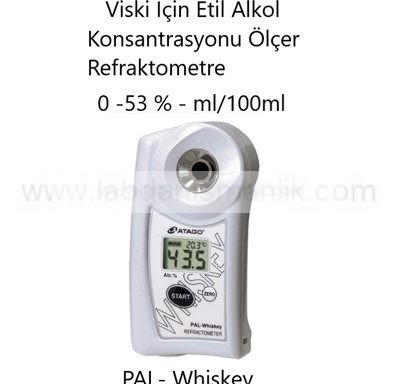 Refraktometre – Atago PAL- Whiskey Refraktometre – Viski İçin Etil Alkol Konsantrasyonu Ölçer Refraktometre – Ölçüm Aralığı : 0 -53 % – ml/100ml