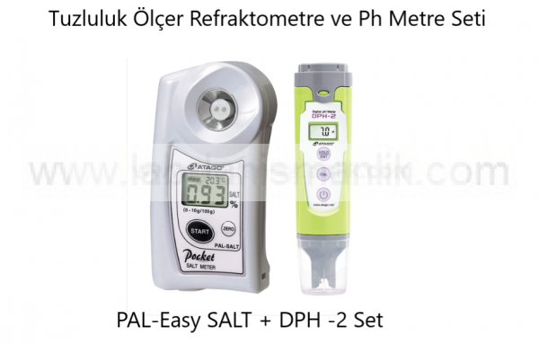 Refraktometre – Atago PAL-Easy SALT + DPH -2 Set – Tuzluluk Ölçer Refraktometre ve Ph Metre Seti – Tuzluluk:0 – 10 % – pH:0 -14