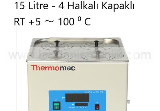 Su Banyosu Thermomac 15 Litre 4 Halkalı Kapaklı –  RT +5 ～ 100 ⁰ C