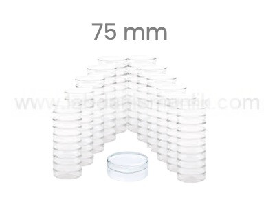 PETRİ KABI – Cam Petri Kabı 75 mm – Petri Kutusu Petri Dish 100 Adet/koli